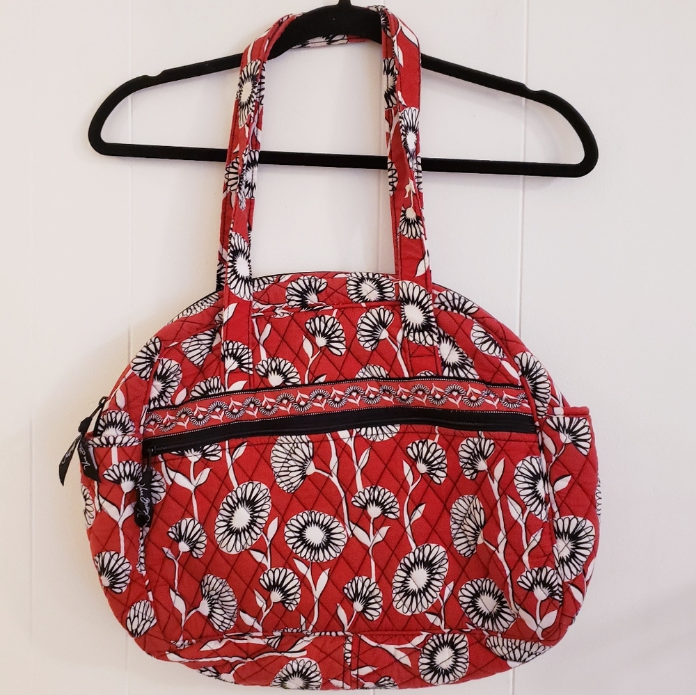 Vera Bradley Bag Tote Purse Red Deco Daisy Retired W 15" L with Straps 25" Depth